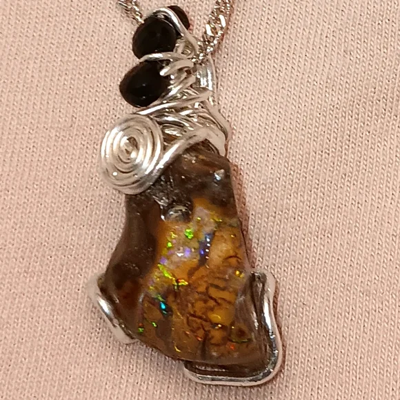 Australian Boulder Opal Pendant Sterling Silver - Picture 15 of 16